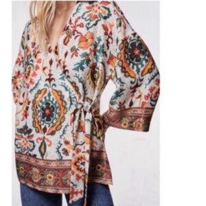 Zara Multicolor Bohemian Wrap Blouse
